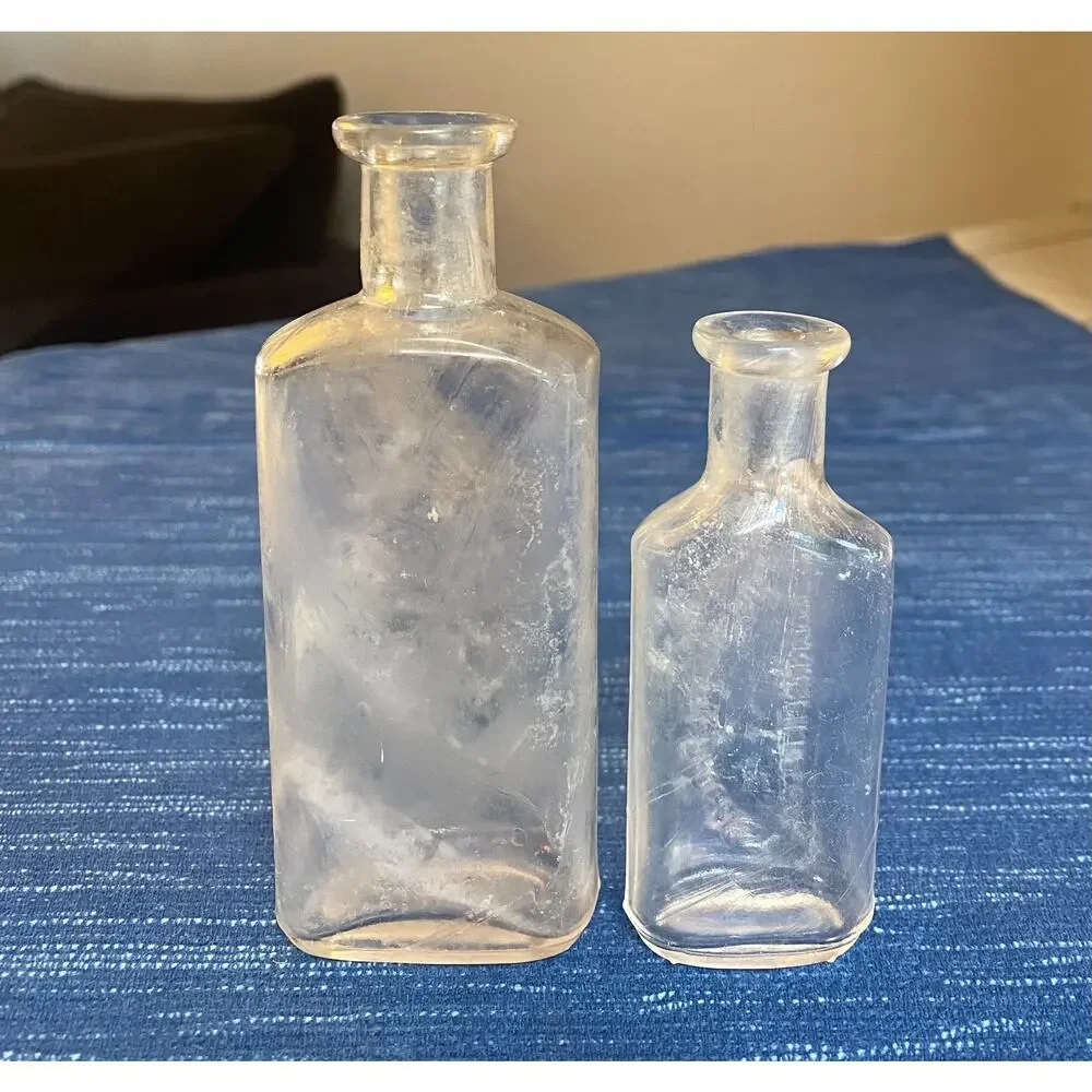 VTG Pair Hughes The Druggist Bakersfield California Bottle Pharmacy Medicine E